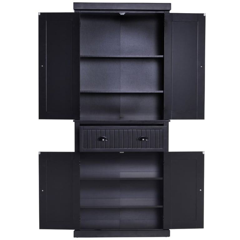 Kity Kitchen Pantry Cabinet – Natural Wood with Dark Modern Finish