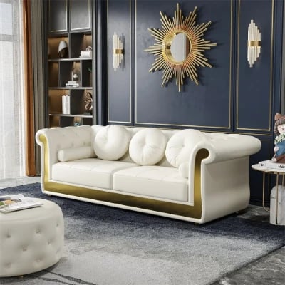 Picture of Delora Luxe Harmony Sofa – White with Gold Accents