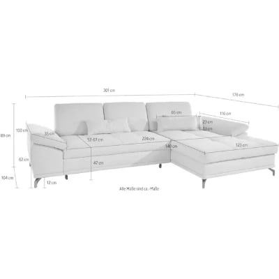 Picture of Bianco Modern L-Shaped Sectional – Natural Wood Base