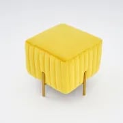 Miro – Upholstered Ottoman with Luxurious Fabric and Golden Metal Legs