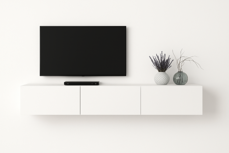 Picture of Ozge Natural Wood TV Stand – Floating Design with Hidden Storage