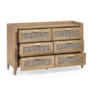 Elira – Natural Wood & Rattan 6-Drawer Chest