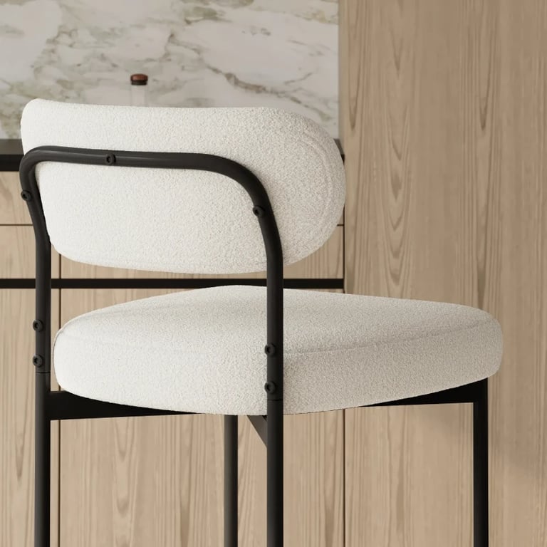 Vellor Upholstered Counter Stool – Black Frame