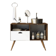 Varino – Natural Wood Sink Console with Open Storage