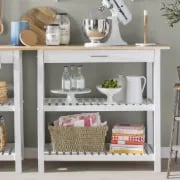 Moppi Solid Wood kitchen Island With Shelves