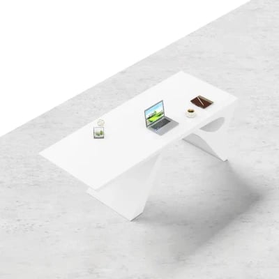 صورة ليمور – مكتب خشب طبيعي بإطار هندسي