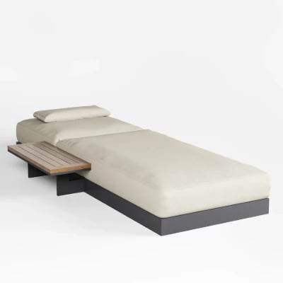 Picture of Lorigin Wooden Outdoor Lounger with side table - Natural wood