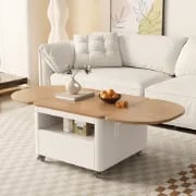 Picture of Ravon Oval Coffee Table – Natural Wood Top with Iron Frame