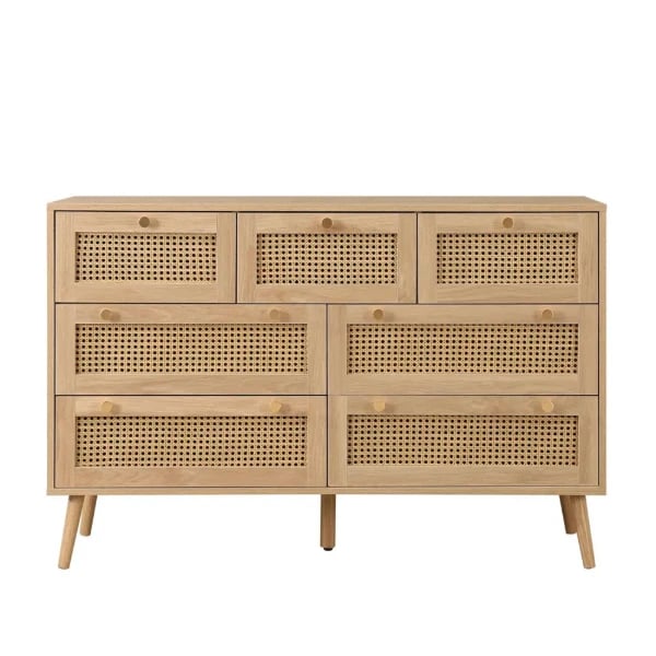 Avenya – Natural Rattan & Wood 6-Drawer Chest