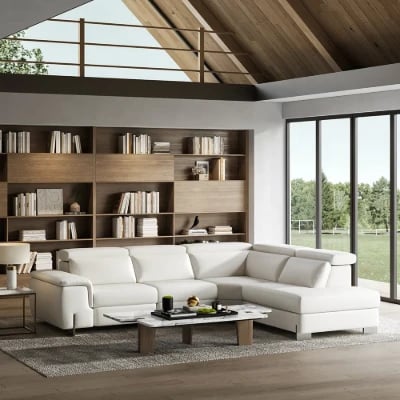 Picture of Burley Natural Wood L-Shaped Sectional – Adjustable Backrests