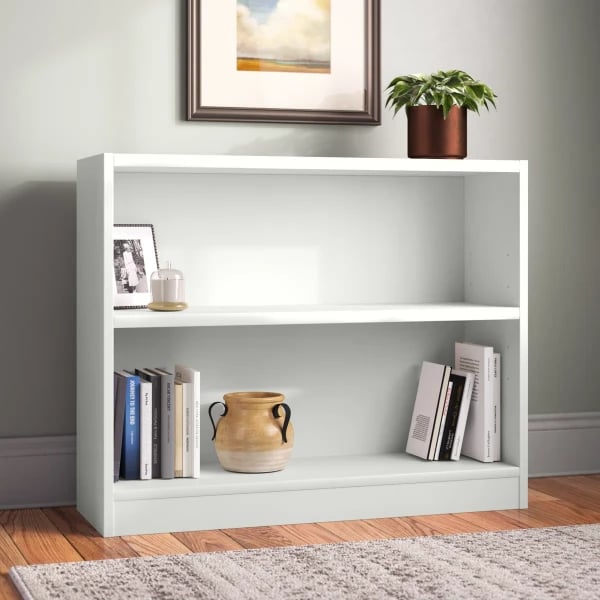 Paulica White Low Bookshelf – Natural Wood
