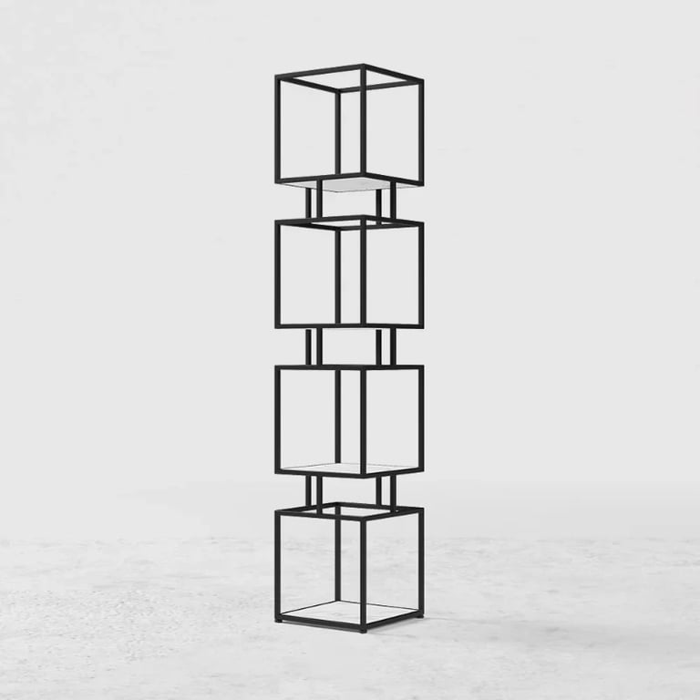 Lumière Display Shelf – Black Metal Frame with Minimal Design.