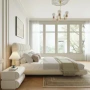 Picture of Cloudelle Natural Wood Upholstered Bed –  with Soft Curves