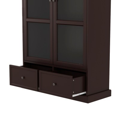 Linda - Natural Wood Cabinet with Glass Doors