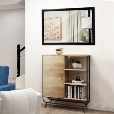 HomGarden Rectangle Modern Wall Mirror Black Bathroom Vanity Mirror