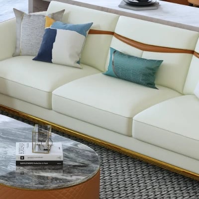 Monterey – Modern Living Room Set with Marble and Gold Accents