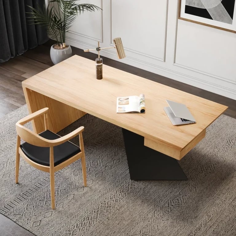 Picture of Zekar – Natural Wood Accent Desk with Handcrafted Knot-Inspired Top