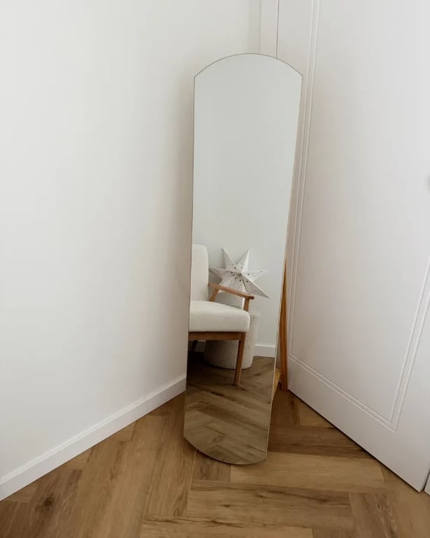 Picture of Reflet Floor Mirror - With Natural Wood Stand.