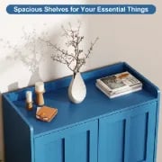 Mavine – Blue Natural Wood Shoe Cabinet
