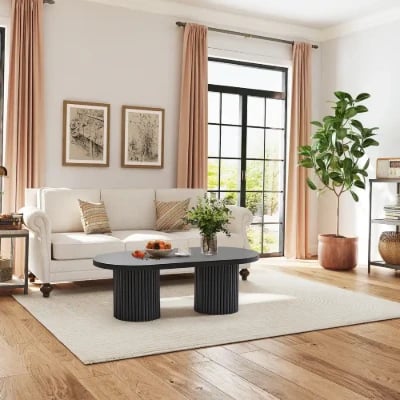 Aurelia – Coffee Table with Fluted Legs – Natural Wood