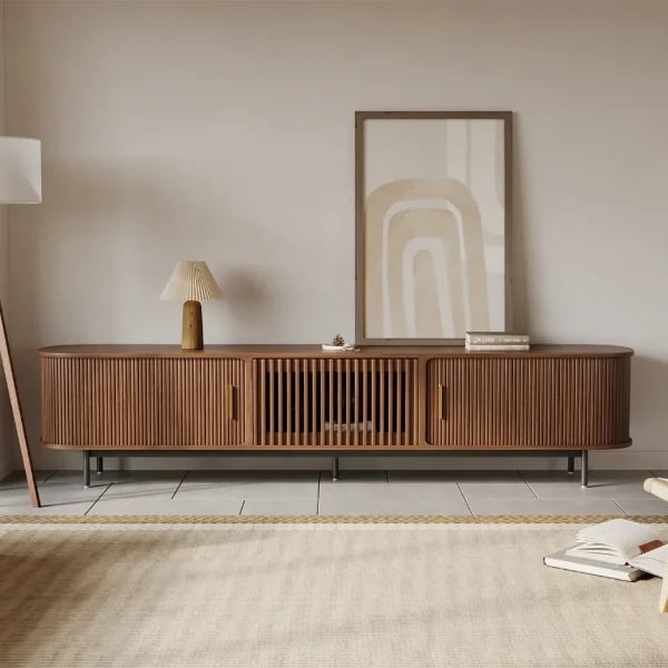 Valeno – Practical TV Unit – Natural Wood with Metal Legs