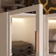 Picture of Paolo Modern wardrobe with glass doors and natural wood lighting