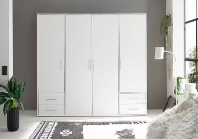 Picture of Provalo three-door wardrobe with four drawers Natural wood