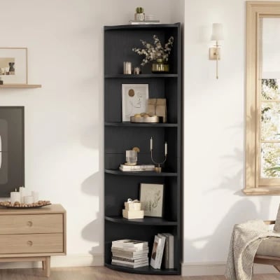 Marvo – Modern Natural Wood Corner Bookcase