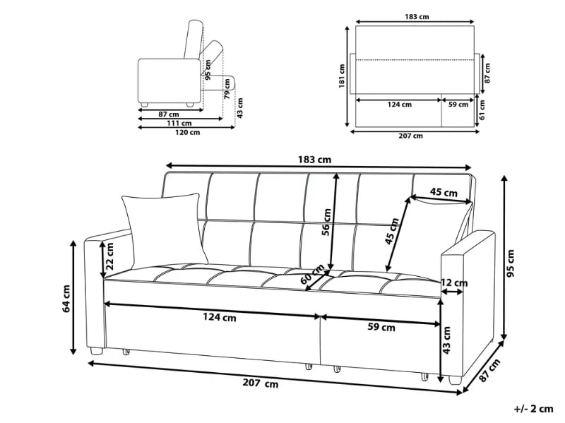Maren – Modern Convertible Sofa with Multi-Functional Design