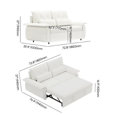 Velin Convertible Sofa Bed – Padded Arms with Natural Wood Frame