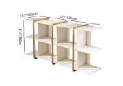 Vionna Low Display Shelf – White Wood with Gold Accents