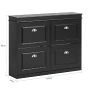 White 16 Pairs Manufactured Wood Shoe Storage Cabinet