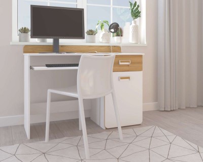 Picture of Melora Natural Wood Desk with Drawer & Storage Cabinet – Modern Design