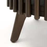 Klever Round Side Table with Slatted Design – Natural Wood