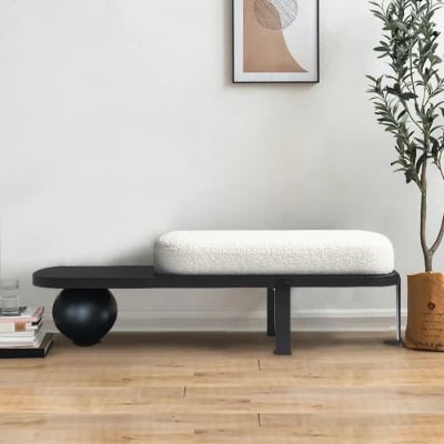 Orin – Elegant Modern Bench – Natural Wood with Metal Legs