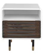 Elvio Modern Bedside Table – Natural Wood with Open Shelf & Drawer