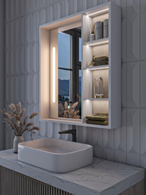 Picture of Cavea – Smart LED Bathroom Mirror Cabinet with Storage Shelves