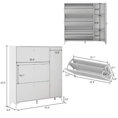 Picture of Cyvak Shoe Storage Cabinet - Grey & White