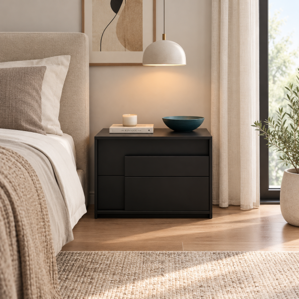 Picture of Kay Nightstand natural wood with 2 drawers