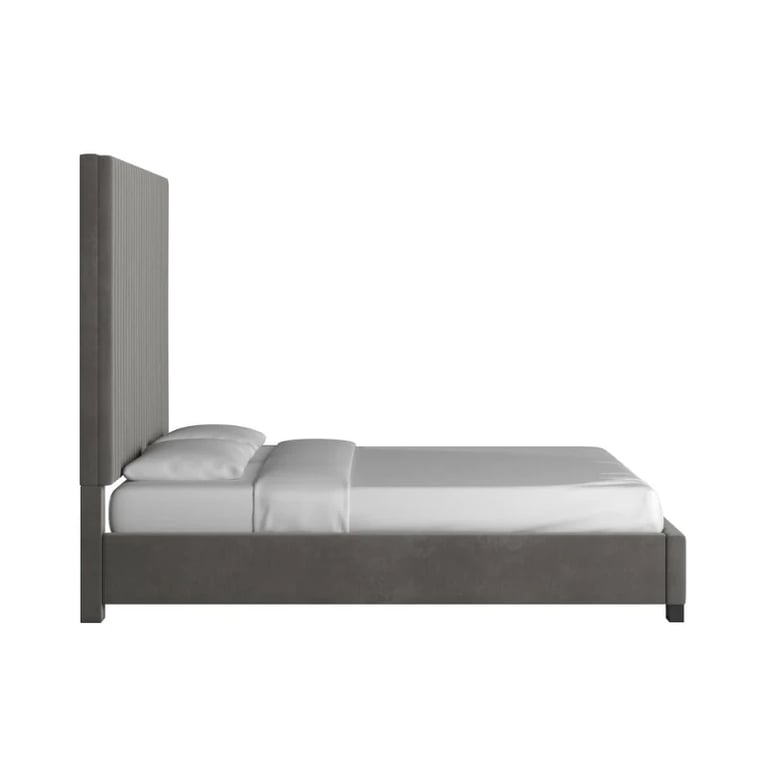 صورة ڤيلينا سرير خشب طبيعي – لوح رأس مبطن