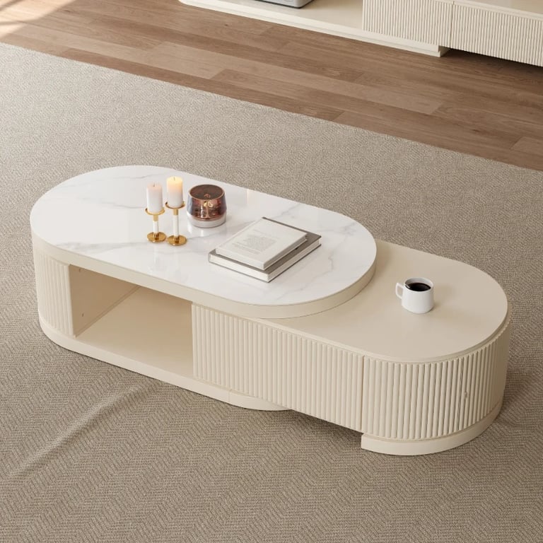 Picture of Eclipse Oval Extendable Coffee Table – Natural Wood