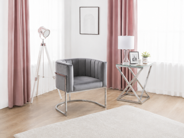 Picture of Arelia Modern Armchair – Natural Wood with Soft Fabric & Metal Legs