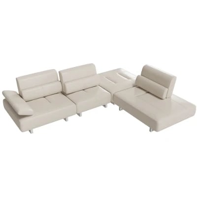 Picture of Segal Natural Wood Lounge Sofa – Flexible Leather Seating