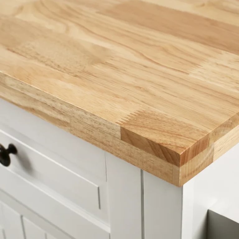 Ash Rolling Kitchen Island with Solid Wood Top
