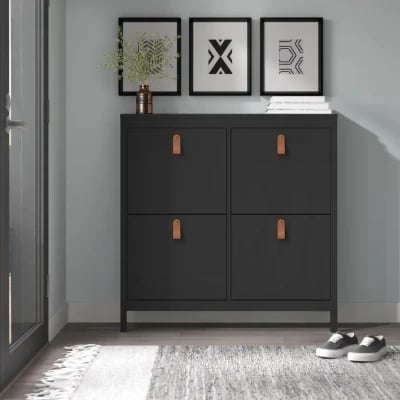 White Mchone 16 Pairs Manufactured Wood Shoe Storage Cabinet