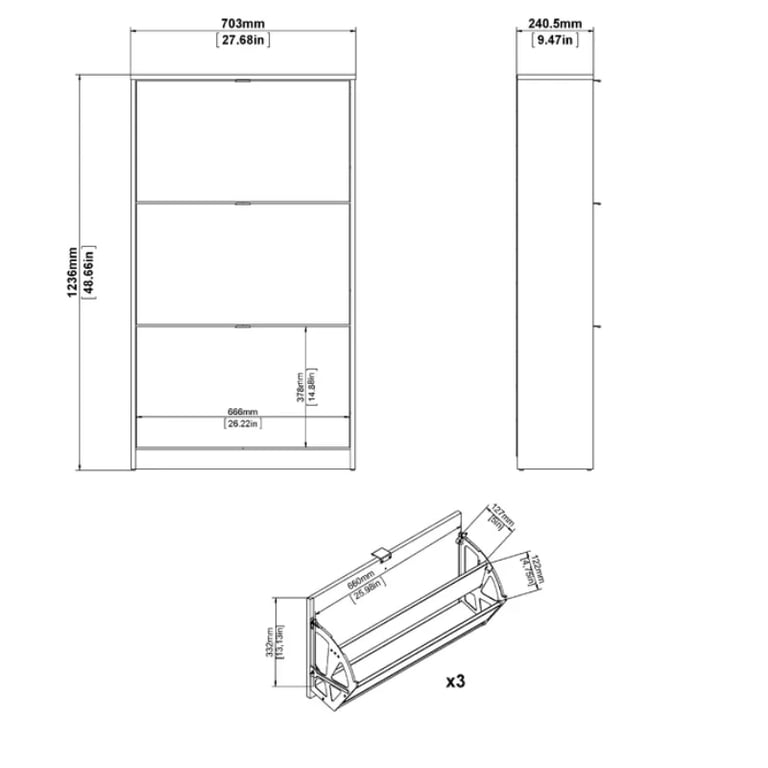 Dark Gray 18 Pairs Manufactured Wood Shoe Storage Cabinet