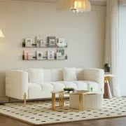 Lumière Sofa Set – 3-Seater Sofa & 2 Armchairs with Golden Metal Legs