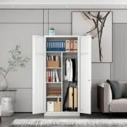 صورة دولاب جيتين حديث خشب طبيعي مع مقبض معدني