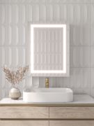 صورة تولين مرآة حمام بإضاءة ليد و خزانة