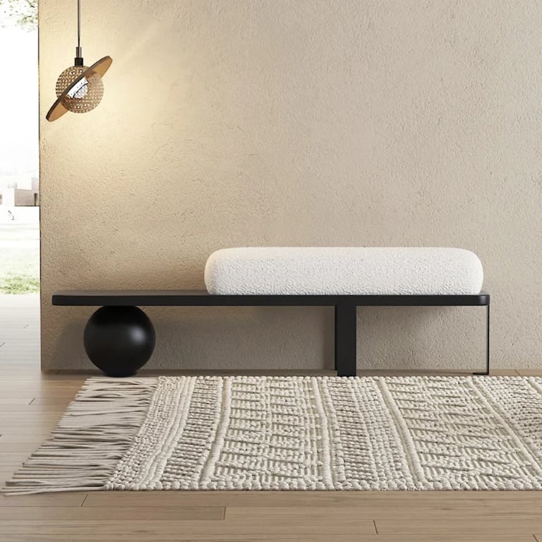 Orin – Elegant Modern Bench – Natural Wood with Metal Legs